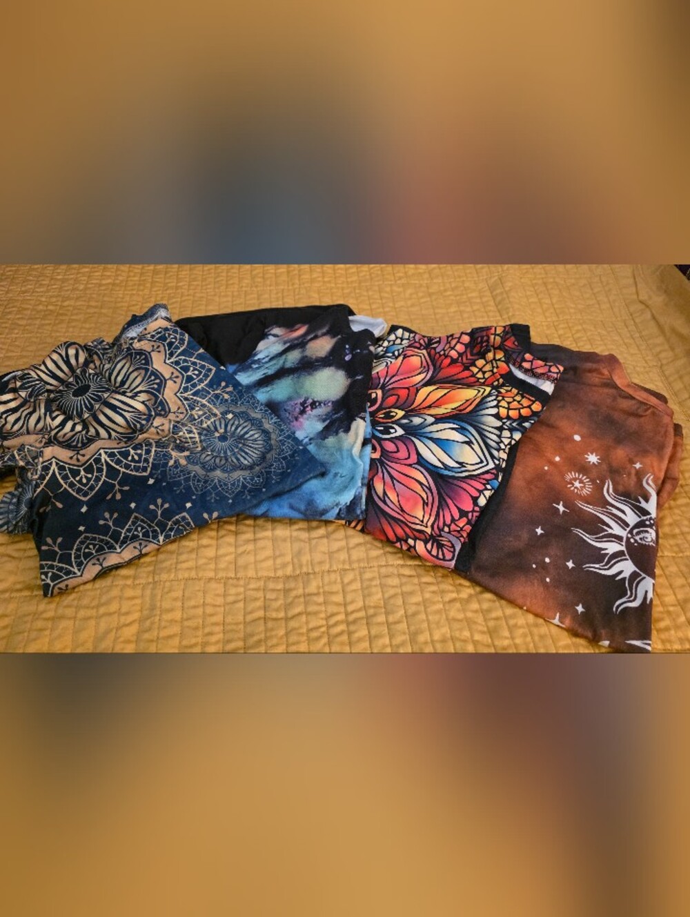 Women’s Multicolor Tie-Dye & Mandala Print Top - Blue/Black/Orange LOT OF 4! XL